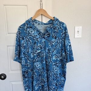 Under Armour Blue Leaf Print Polo Shirt